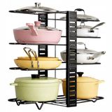 EdiBazzar Organiseur de cuisine en métal avec 8 niveaux pour casseroles et poêles