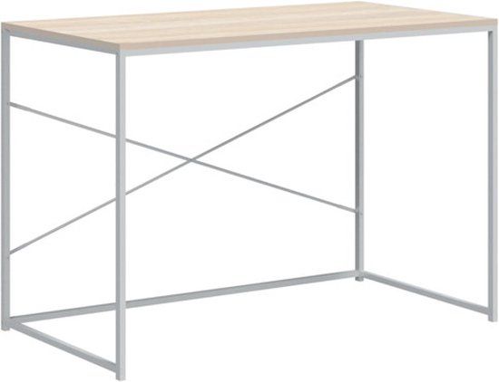 vidaXL Computerbureau 110x60x70 cm bewerkt hout wit en eikenkleurig