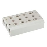Meervoudige RIEGLER Meervoudige grondplaat voor 5/2-5/3-weg-ventielen pneumatisch/elektropneumatisch, 3 ventielposities, ventielaansluiting G 1/8, G 1/4