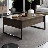 Dimehouse Rechthoekige Salontafel Walnoot Luxe 90x60 - Zwart Frame - 90x60x40 cm - Hout - Modern - Rechthoek