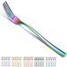 Ibenzoa® Set de 6 fourchettes en acier inoxydable, 19 cm - Arc-en-ciel, Lavable au lave-vaisselle