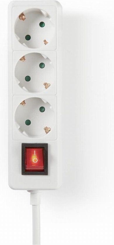 Nedis Stekkerdoos - 3-wegs - 1.5m - Wit