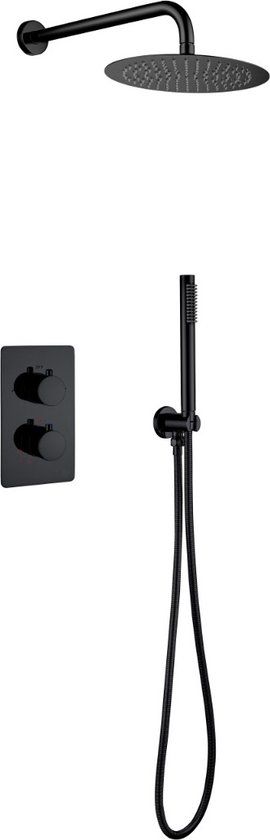 Aloni Complete Inbouw Regendoucheset - 25cm - Mat Zwart