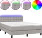 vidaXL Boxspringbed met matras en LED-verlichting, lichtgrijs, 140x190 cm, gestoffeerd