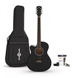 Gear4music Single Cutaway Linkshandige Akoestisch Gitaar & Accessoireset, Zwart