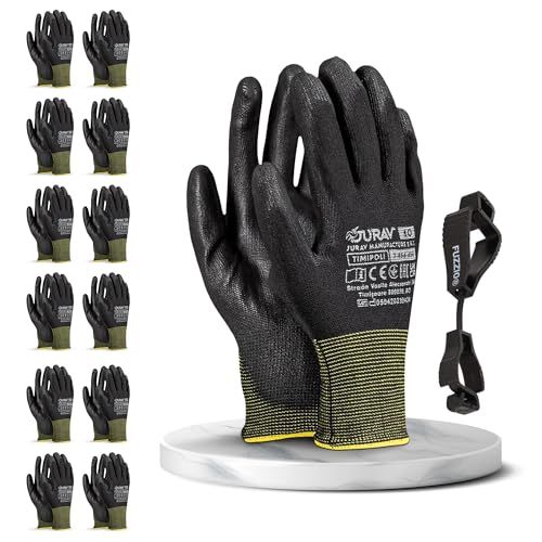 FUZZIO Jurav 12 Paar PU-Handschoenklemmen, L-9, Zwart