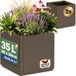 Ethica Lot de 2 pots de fleurs en plastique marron 36 x 36 x 35 cm