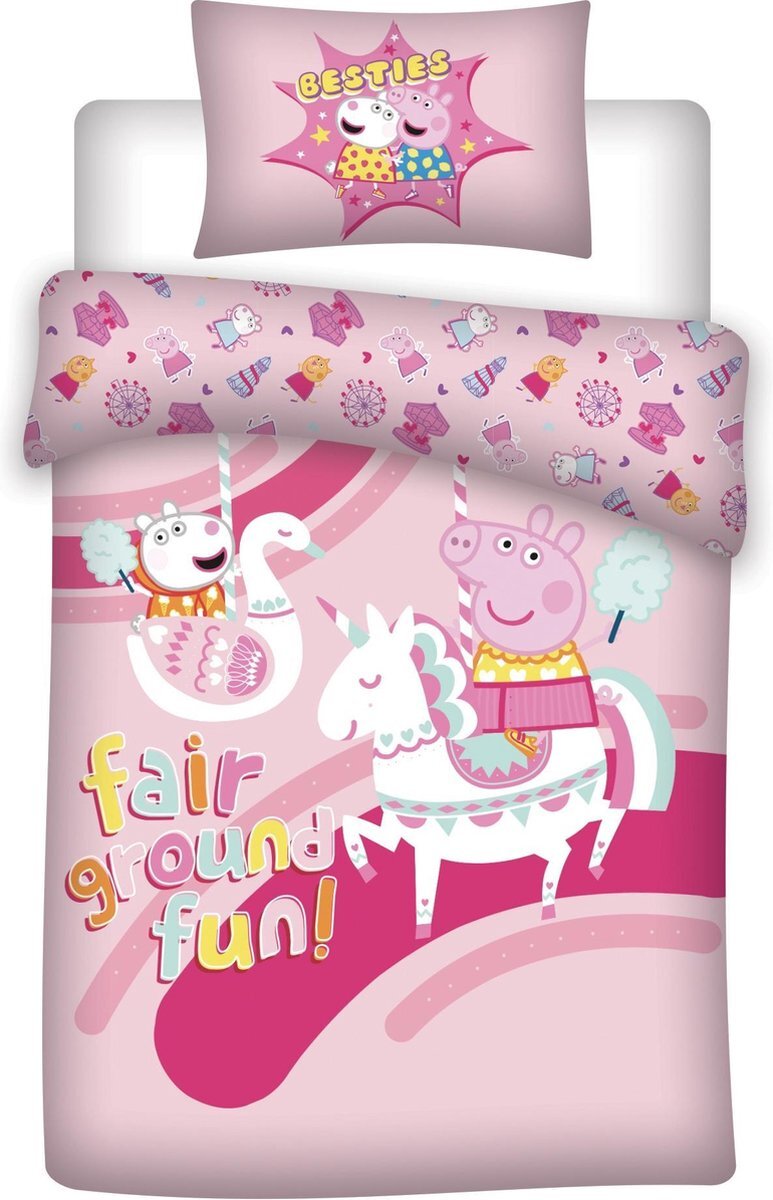 Peppa Pig Unicorn Dekbedovertrek - Eenpersoons - 140 x 200 cm - Roze