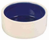 Trixie Voerbak Keramiek - Crème/Blauw, Hoge Rand, 12 cm, 350 ml, Vaatwasserbestendig