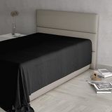 Max Color Hoeslaken, 100% katoen, effen, zwart, Frans bed, 180 x 300 cm