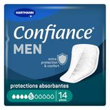Confiance Men 5 druppels, kleine absorberende beschermers voor mannen | 14 stuks, bescherming voor gemiddelde blaaszwakte, pH-huidneutraal, discreet en comfortabel, 34,5 x 18 cm