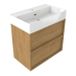 Saniclass Holz Frame Badkamermeubelset - 80x45x72cm - Legend keramische wastafel wit - 1 wasbak - 1 kraangat - 2 lades - mat eiken natural