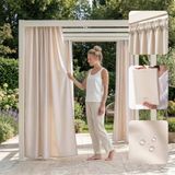 ROOM99 Garden Line Outdoorgordijn met plooiband, 155 x 250 cm (b x h), buitengordijn, weerbestendig, waterdicht, inkijkbescherming, zonwering, winddicht, crème