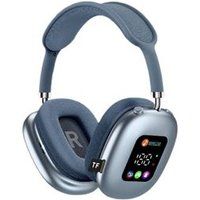 ELVANZA Bluetooth-hoofdtelefoon met digitaal display, Bluetooth 5.4, groot LED-scherm, 30 uur batterijduur, blauw