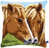 VERVACO Borduurpakket Kussen Kruissteek PAARDEN