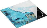 Chefcare Inductie Beschermer Abstracte Kunst Blauw Marmer Goud 57,6x51,6cm