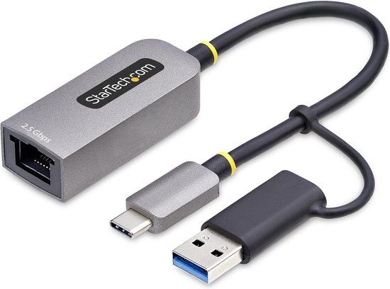 StarTech.com 2.5GbE USB-C naar Ethernet Adapter met USB-A Converter