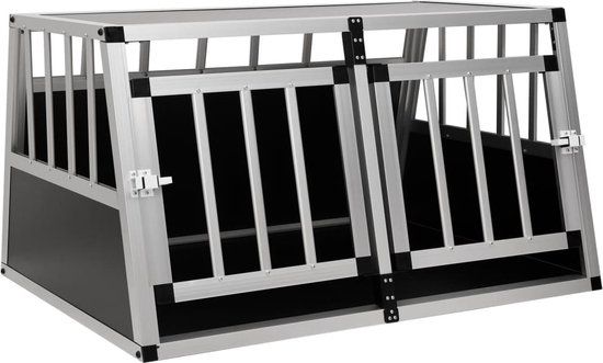 vidaXL Hondenbench met dubbele deur - 89x69x50 cm - Zilver