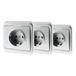 Zenitech, set de 3 prises Schuko 16A encastrables, gris, modèle Antaria