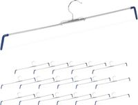 Merkloos Relaxdays Broekhanger uitschuifbaar - Set van 18 - Metaal - Antislip - Zilver/Donkerblauw