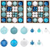 vidaXL Set de boules de Noël - 88 pièces - Turquoise, bleu foncé et blanc - Ø 6 cm