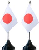 Shoppartners Bv Drapeau Japon fanions de table - 2 x pièces - drapeau de 10 x 15 cm - support noir