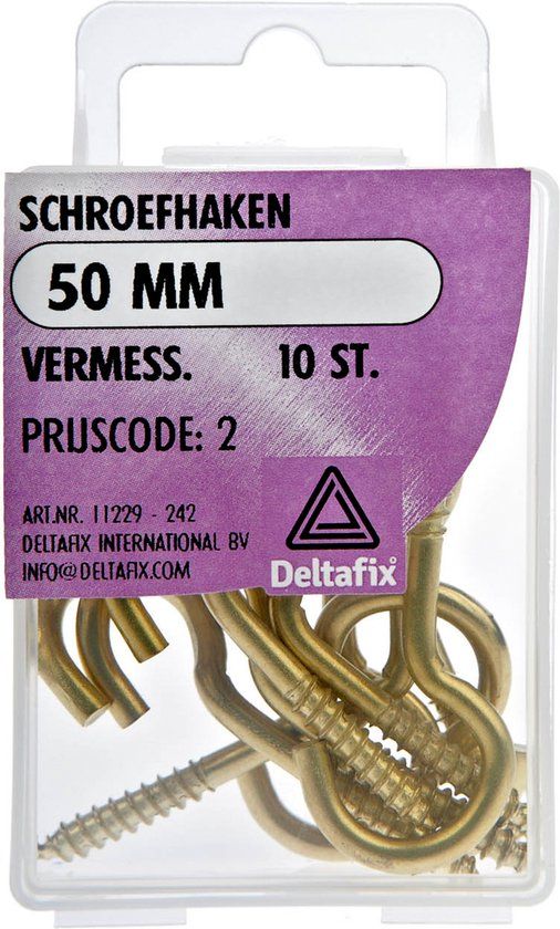 Deltafix Schroefhaken - 10x - vermessingd metaal - 50 mm