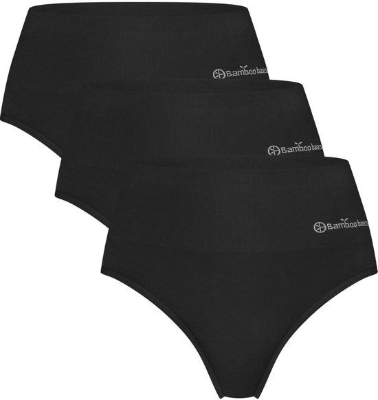 Bamboo Basics Comfortabel & Zijdezacht Seamless High Waist Strings Zoey (3-pack) - Zwart - L