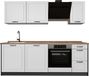 Vicco Complete keukeneenheid R-Line, Wit landelijk/Antraciet, 220 cm goudkleurig eiken werkblad