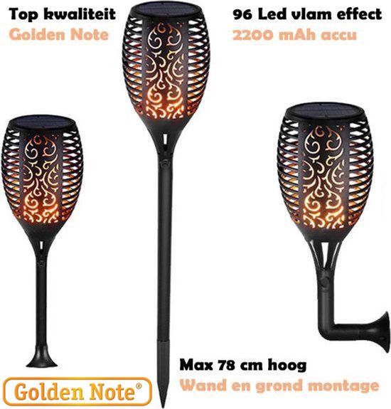 Golden Note Solar Vlam Fakkel - 96 LED - 78cm - Zonne-energie - Tuinverlichting - Zwart