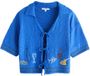 Next Dames Shirt met Strik aan de Voorkant van Badstof met Hoog Katoengehalte - Tall - Blauw