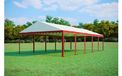 Tente de réception 5x10 m PREMIUM – PVC 500 g/m², ignifuge, cadre au sol + renforts de toit, jusqu'à 100 personnes - Rouge-blanc
