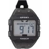 Leandro Lido Uniseks sporthorloge, digitaal 12-bits display met stopwatch, alarm en uursignaalfunctie, waterdicht tot 3 ATM, geschikt voor sport en vrije tijd, Sterpeto - zwart gestippeld, Modern