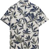 Superdry Cabana Poolside Overhemd Korte Mouw Heren XXL Gebloemd Katoen Banana Leaf Ecru