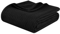 Diamond Weave Cotton Throw Blanket - Black