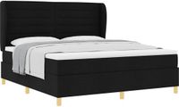 vidaXL Boxspringbed met hoofdeinde, Zwart, 200 x 180 cm, Stof