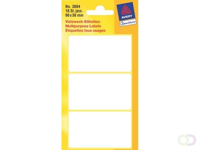 Avery 3084 - Etiketten - 66 x 38 mm - Wit - 18 stuks