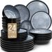 Pure Living Ibiza Dark Serviesset 6 personnes - 24 pièces - Bleu fumé - Grès