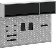 Coffre à outils set avec étagère 5 pièces Noir Acier thermolaqué