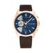 Tommy Hilfiger Analoog multifunctioneel kwartshorloge voor heren met roestvrijstalen mesh en schakelarmband en lederen band, Blauw, Klassiek
