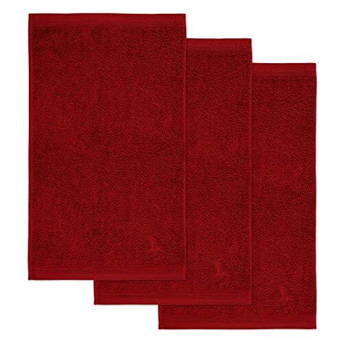 Möve Superwuschel gastendoekje 30 x 50 cm van 100% katoen, ruby set van 3