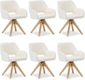 Homestyle4u Eetkamerstoel - Set van 6 - Wit - Met armleuningen - Draaibaar