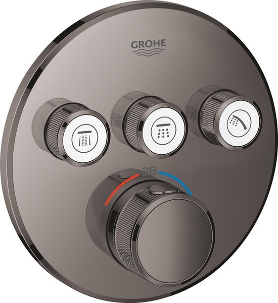 GROHE Grohtherm SmartControl inbouwkraan thermostatisch met omstel voor 3 functies rond hard graphite 29121A00