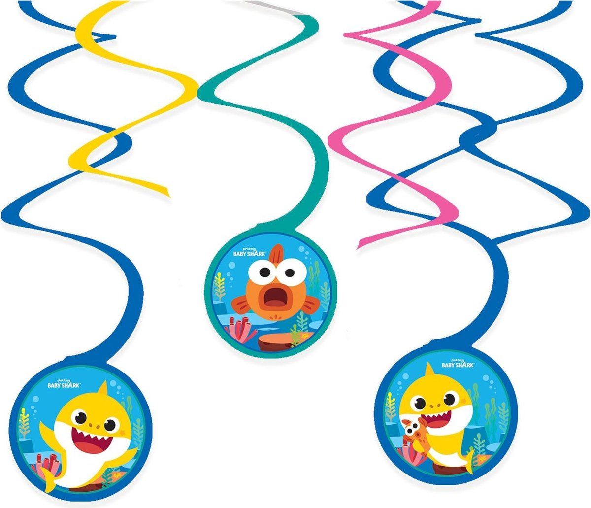 Pinkfong Baby Shark Junior Swirl-slingers 30/60 cm Papier 6-delig