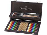 Faber-Castell 110084 Crayons de couleur - Boîte en bois d'acajou - 53 pièces