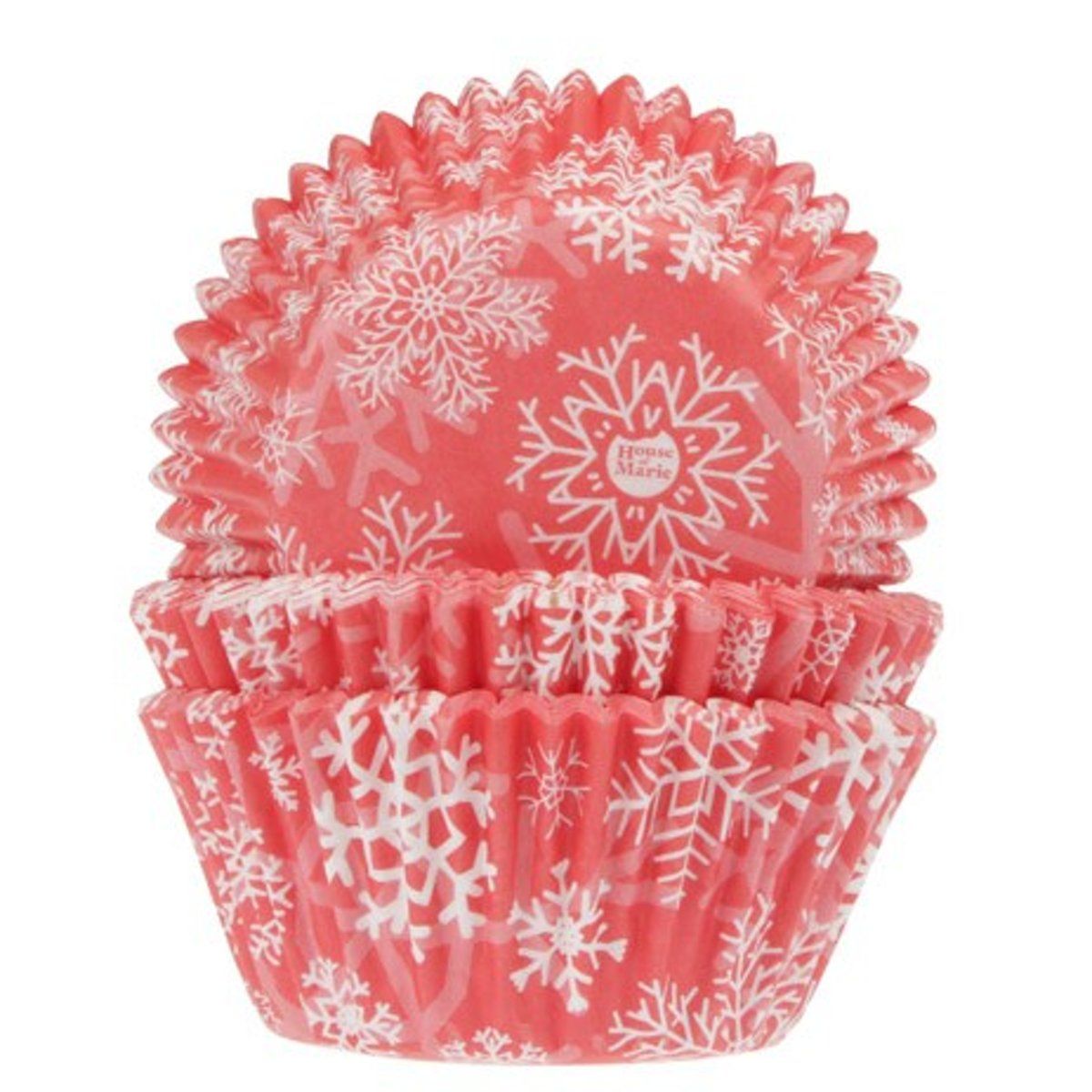 House of Marie Cupcake vormpjes Sneeuwkristal Rood pk/50