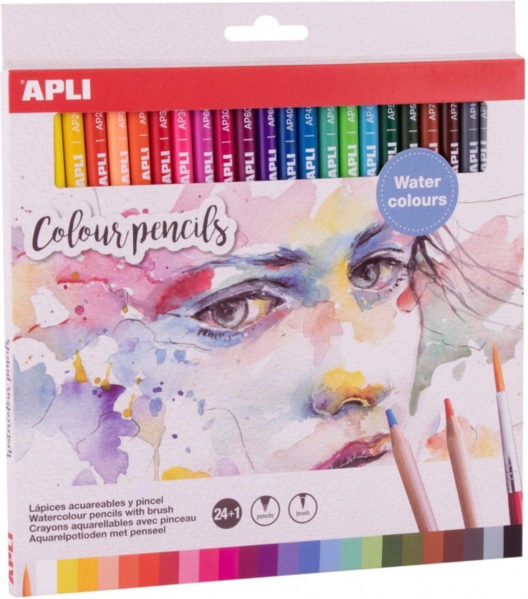 APLI 18913 aquarelkleurpotloden met penseel, 24 stuks