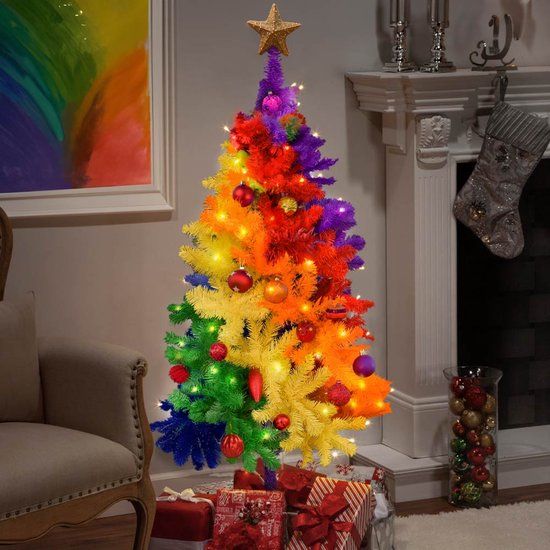 MikaMax Regenboog Kerstboom - 150 cm - Regenboog kleuren - Kerst versiering - Originele Kerstboom