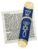 Mezuzah Étui en Métal Bleu