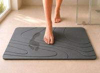edihome, Diatomiet badmat, 40 x 60 cm, steentapijt, sneldrogend, antislip, met strik, robuust, absorberend, schimmelvrij, voor douche en badkamer (Donkergrijs)
